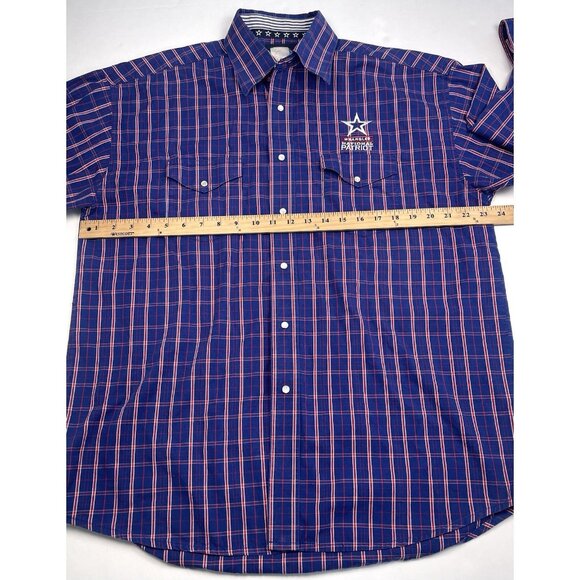 WRANGLER Mens XL Red White Blue National Patriot Pearl Snap Western SHIRT EUC - Picture 5 of 8